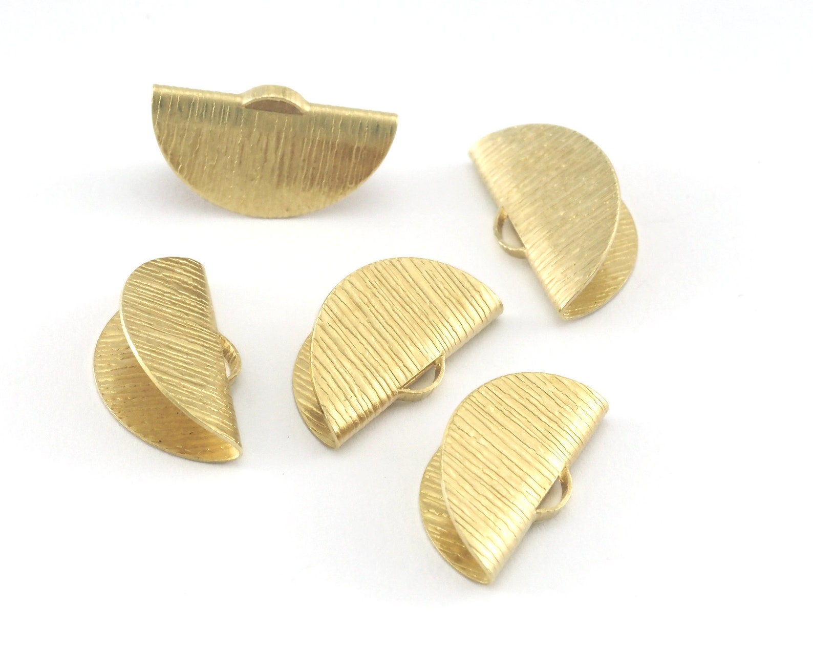Semi Circle Crimp Findings With Loop 10x20mm Brushed Raw Brass - Etsy UK