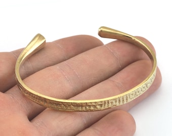 Old symbols Bracelet Raw Brass  (55 mm inner size - Adjustable ) OZ3178