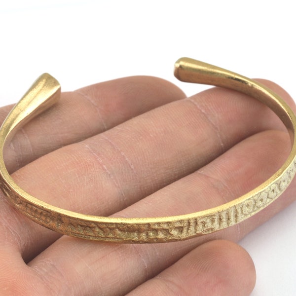 Old symbols Bracelet Raw Brass  (50mm inner size - Adjustable ) OZ3178