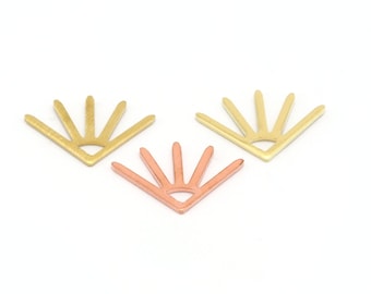 Sun Charms 18x13mm Raw Copper - Brass - Brushed Brass findings S194-60