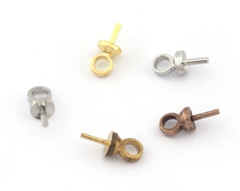 Upeyes screw eyes, cup, Raw brass, Silver tone (Nickel Free), Antique copper, Gold tone 6x3mm with 1.5mm hole peg 1248r tmlp