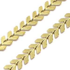 chain 6mm chevron raw brass soldered chain 579 Z219