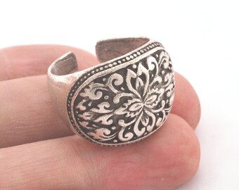 Adjustable Ring antique silver plated brass Oz3200 17mm 7US inner size