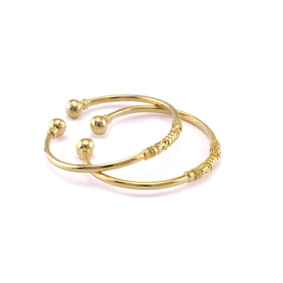 Ball Head Bracelet Shiny Gold Plated Brass 1 pc. (55mm inner size - Adjustable ) 2961