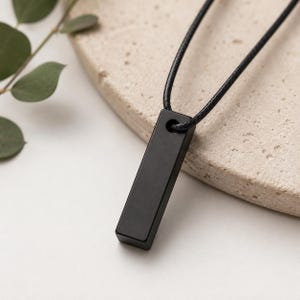 Rectangular Bar Pendant 5x5x15mm, 2mm Hole Brass Charm, Matte Black Silver Plated Raw Brass, Minimalist Jewelry Finding 1719