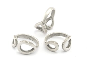 Anillo ajustable con marco Drops Frames, latón bañado en plata antigua (talla interior 6US - 8US) 4348