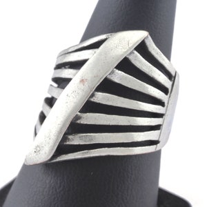 Strip Adjustable Ring Antique Silver plated brass (18mm 8US inner size) OZ3021