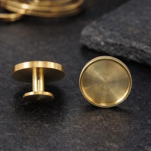 Raw Brass Cufflink Blank 14mm Bezel Tray, 16x9mm Cufflink Base, DIY Cufflink Setting, Brass Cufflink Findings, Custom Cufflink Supply, 1963