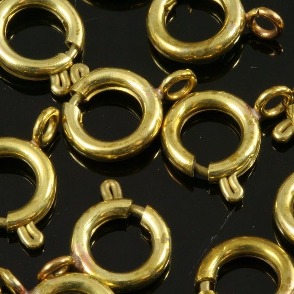 Spring clasps 6mm raw brass solid brass round ring circle zipper clasps  CL6 173