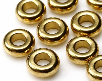 Raw Solid Brass Donut Bead 7mm Large Hole 4.2mm, Metal Donut Shape Component, Supply for Bracelet and Necklace Making -bab4.2-9 1185