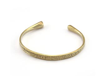 Old symbols Bracelet Raw Brass  (55 mm inner size - Adjustable ) 3178