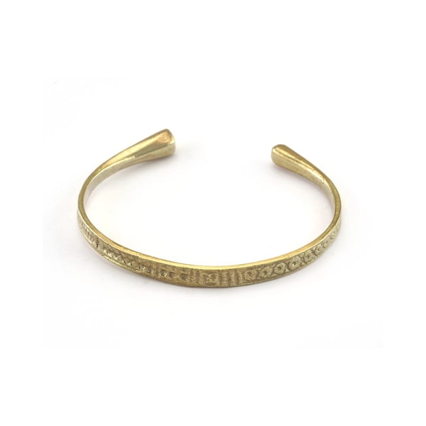 Old symbols Bracelet Raw Brass  (55 mm inner size - Adjustable ) 3178