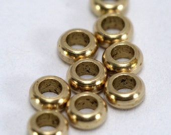 Spacer bead donut shape, raw solid brass  4mm (hole 11 gauge 2.2mm) Findings 10.5 bab2 OZ1462