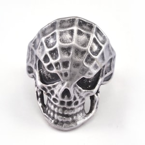 Skull Ring Adjustable Ring Antique Silver Plated Brass 1 Pc. (21mm 11.5US inner size) OZ2922