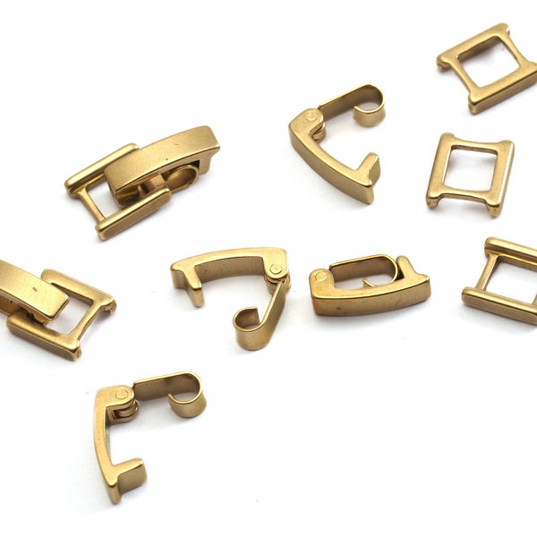 Chain clasp fold over with tab end raw brass snap lock clasp 2253