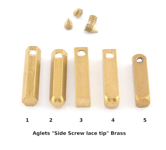 Raw Brass Aglets, Screw-On Shoelace Tips (23x5mm) -N106-105