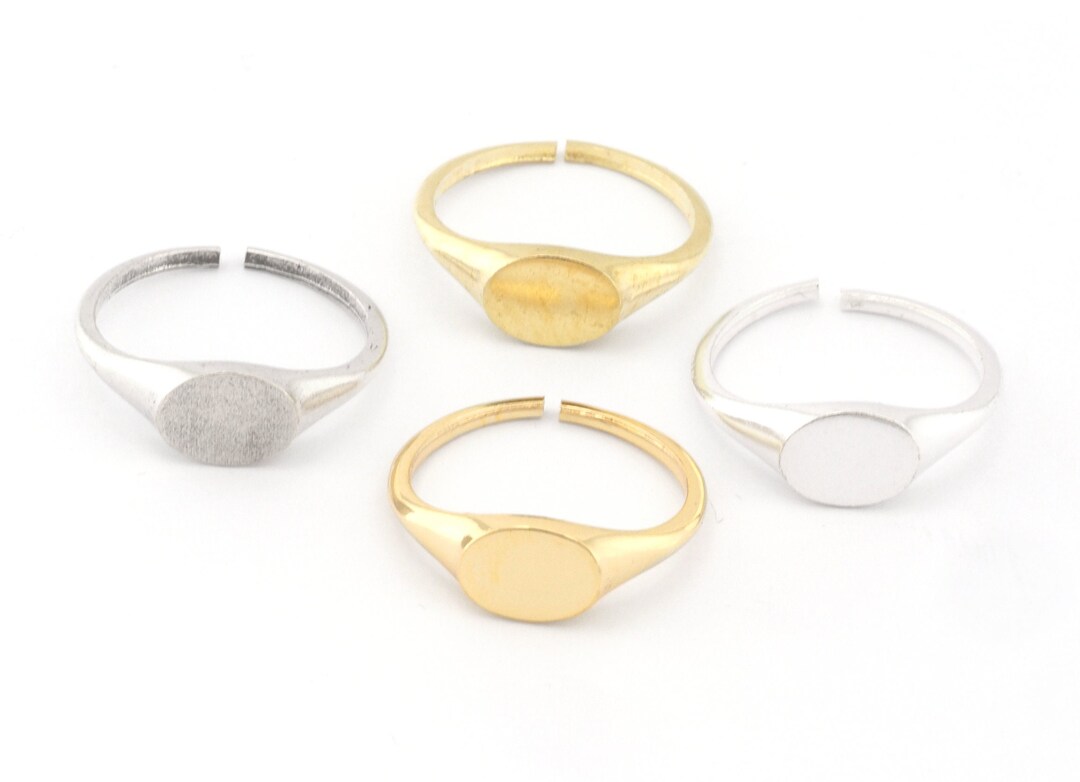 UNICRAFTALE Ring-Rohlinge – 20 Stück, Halbrund, 6 Mm Tablett, Edelstahl, Mit Glascabochons