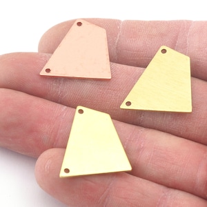 Quadrilateral Rectangle Trapezoid Charms 2 Hole  Raw Brass, copper 23x21mm 0.8mm thickness Findings  R131