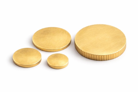 Raw Brass Coin Blank No Hole Smooth Edge 16mm 20 mm 25mm Serrated 30mm