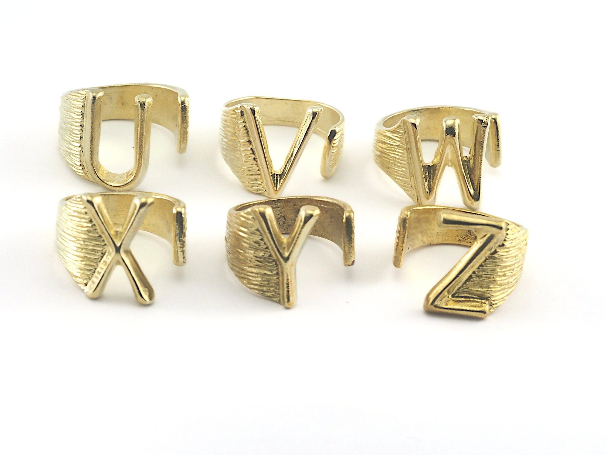 Signet Ring Letter R Letter Signet Ring Initial Adjustable Raw Brass Raf9 - Etsy