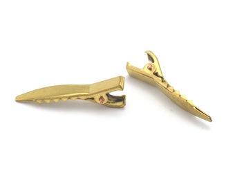 Raw Brass Alligator clasp 38mm with teeth 1937