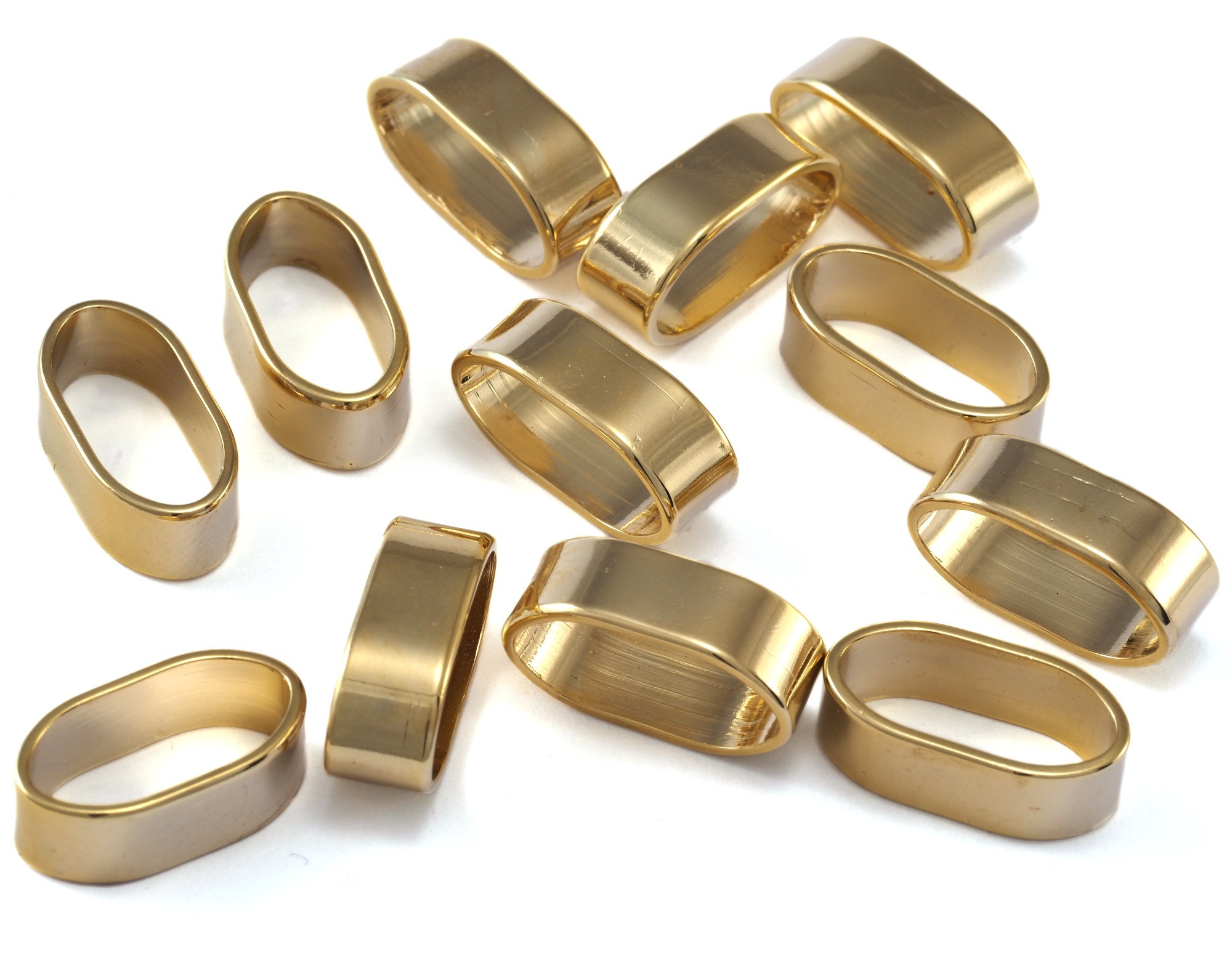 Leather Ribbon cord slider 18x9x6mm Shiny Gold Plated Etsy UK