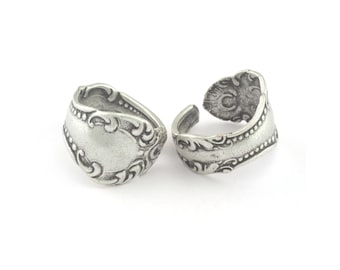 スプーンリング 花柄 調節可能リング 真鍮製 (内寸18mm 8US) OZ961