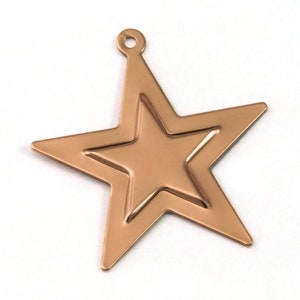 Rose Gold plated brass star embossment  surface charms pendant with 1 Loop  29x30mm thickness: 0.5mm  2021-125