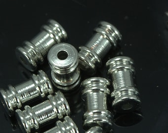 spacer bead 10x6mm (hole 2mm) silver tone brass cylinder brass charms, findings bab2 1520