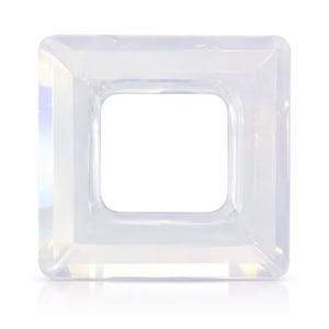 Square ring fancy stone 4439 Swarovski® Crystal white opal (234) 20mm Square Frame