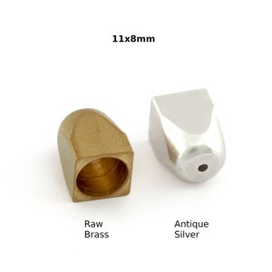 End Caps Raw Brass, Antique Silver  Cone 11x8mm (hole 7mm 1.1mm) brass Charms,Pendant,Findings end cap ENC7 1565