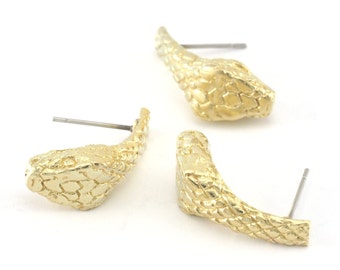 Snake Earring Stud Post Wire Base Raw Brass Earring  Blanks OZ4039