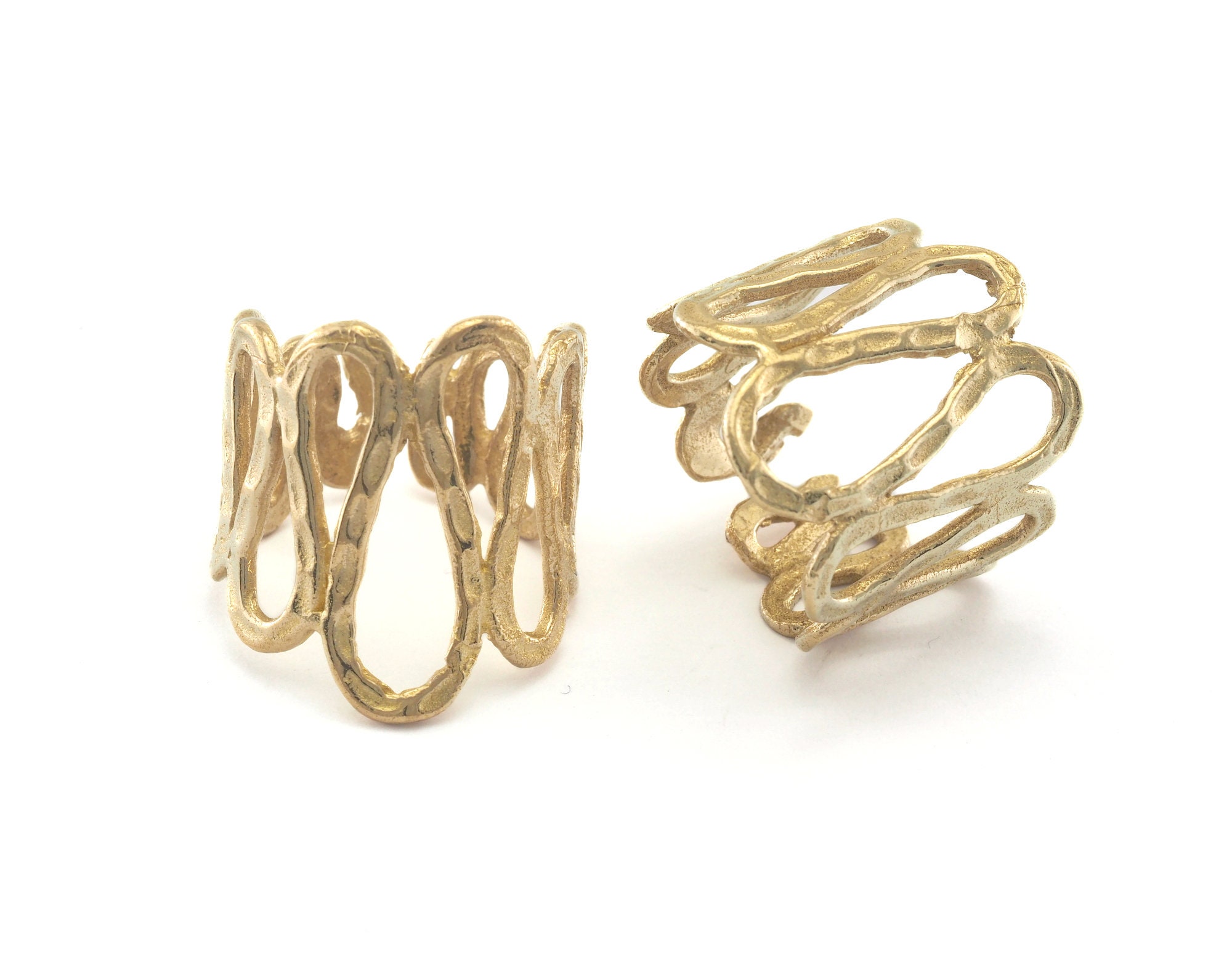 Stripes Ring Adjustable Ring 22mm Raw Brass (18mm 8US Inner