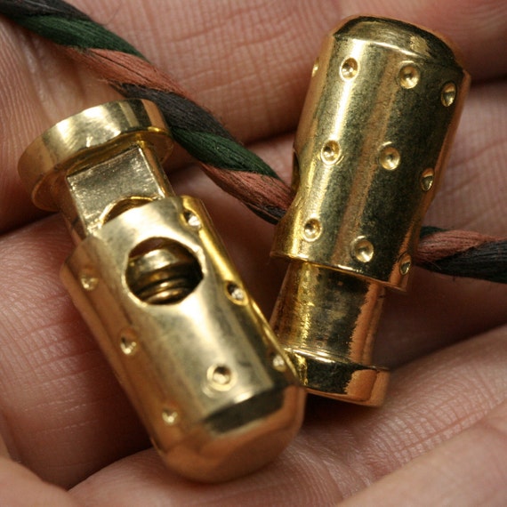 2 Pcs Brass Barrel Stopper Toggle Drawstring Stops Button Cord Lock Gold  Plated limited Item for This Price 1616 