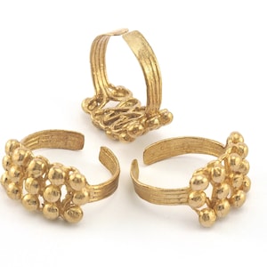 Bubbles Adjustable Ring Raw brass (23mm 14US inner size) Oz3692