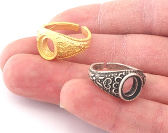 アクセサリー SOU SOU Men's Ring Base for 15x20mm Oval Cabochons Ring Setting