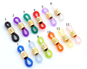 Gold Tone Brass Rubber Eyeglass Chain Holders - Spectacle Loops -s260 261
