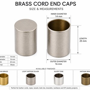 Light antique silver brass tube cord ends for leather rope and jewelry making supplies
