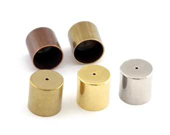 Tapas de latón crudo para extremos de cordón (14 x 14 mm, orificio de 13 mm) - ENC13 3895