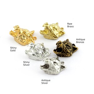 Wolfskopf Charms, Tier Anhänger Rohes Messing 20 x 13 mm 5645