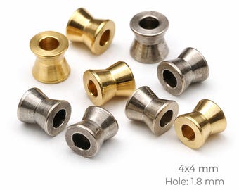 Ruwe messing afstandskralen 4 x 4 mm, gat van 1,8 mm (12 gauge), massief messing buiskraal, sieraden, minimale afstandhouder, bab1.8 1392