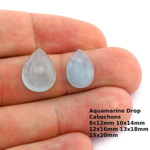 Cabochon a goccia in acquamarina naturale REALI 8x12 10x14 12x16 13x18 15x20 mm Flatback Cb181 - 04