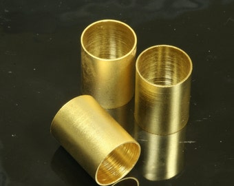 2 pcs 20 x 15 mm (14 mm hole) gold plated brass cut tube finding charm pendant 738