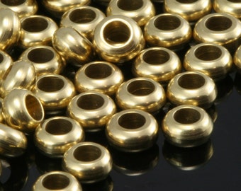 50 pcs  4mm (hole12 gauge 2mm) raw solid brass spacer bead donut shape, Findings 55 bab2 1461