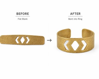 Raw Brass Ring Blank Stamping 58x14mm, Pressed Brass Rectangle Bar, 5 Styles, Bendable Jewelry Component 1232