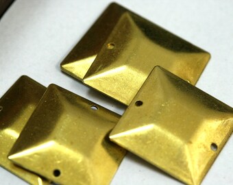20 pcs 20x20mm raw brass square tag two 2 hole raw brass connector Charms ,raw brass Findings 672R-29