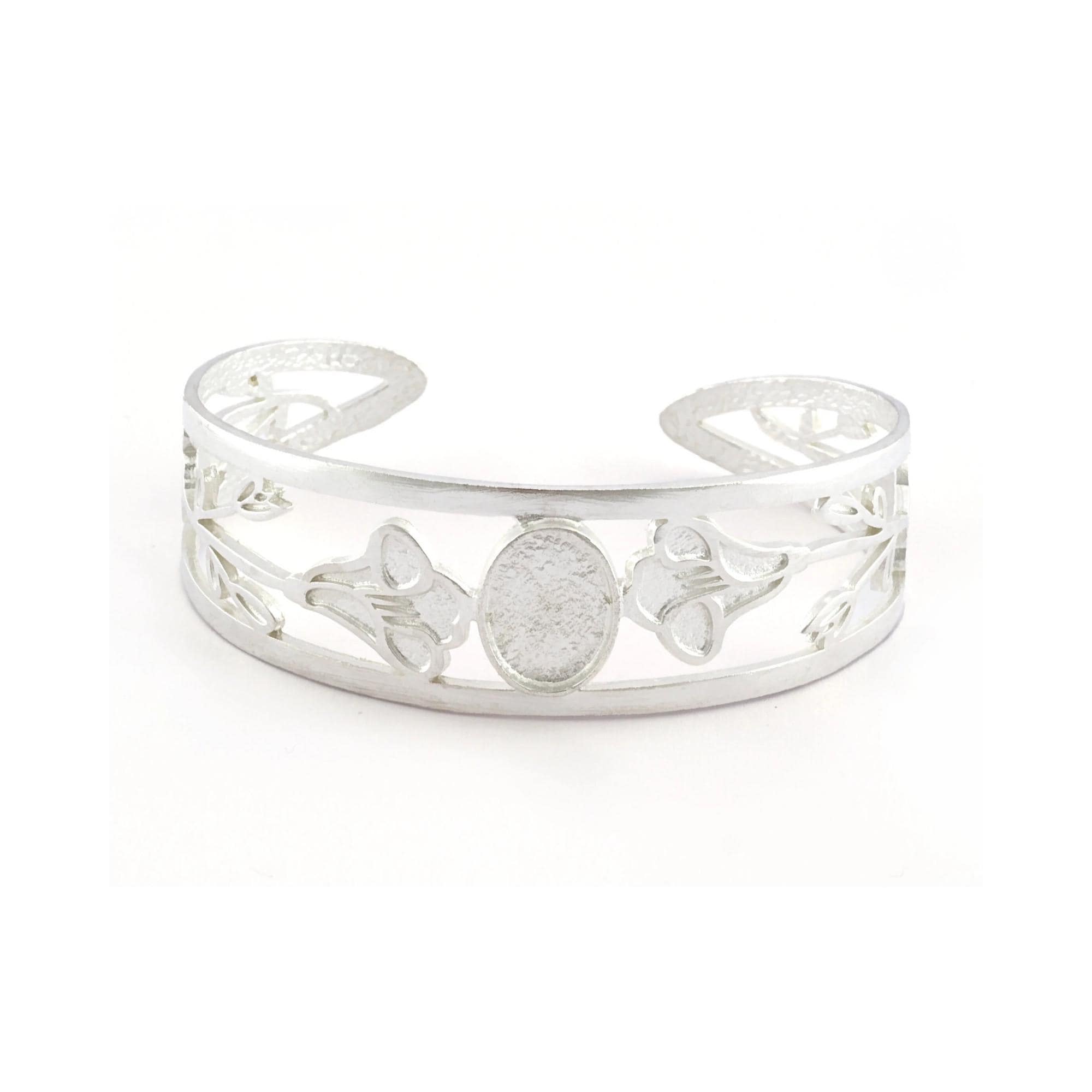 シルバーメッキフラワー9月モーニンググローリーカフブレスレット