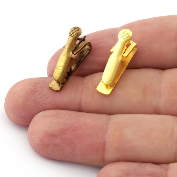 Alligator clip clasp Raw Brass or Gold Plated with hole  21mm 609