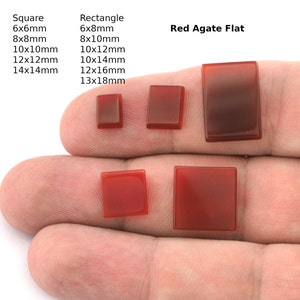 Rot gefärbter Achat Quadrat Rechteck Flach Cabochon 6x6 8x8 10x10 12x12 14x14 6x8 8x10 10x12 10x14 12x16 13x18 cb159