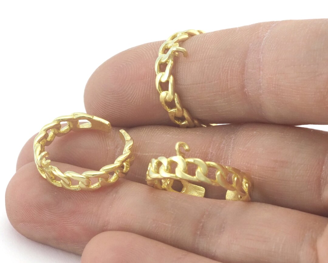 Chain Ring Adjustable With Loop - Raw Brass (5 - 8 US Inner Size ...